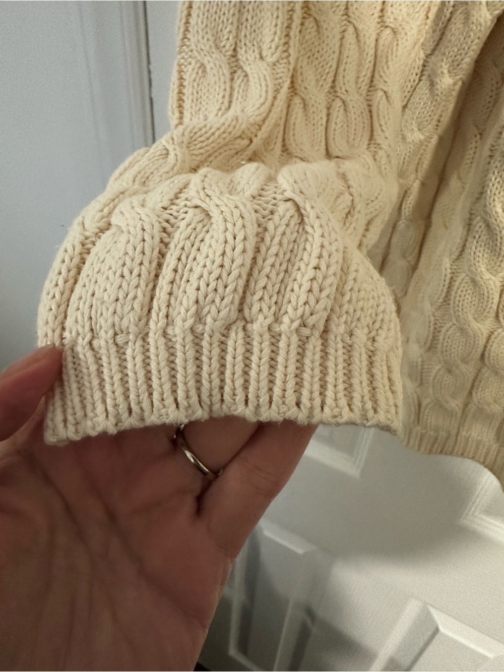 Lands' End Cream Cable-Knit Button Cardigan 100% Cotton - Picture 5 of 6